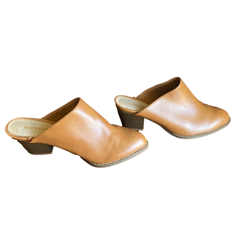 Old Navy Cognac Faux Leather Pointed Toe Mule Clogs, Size 7.5 - Picture 3 of 7